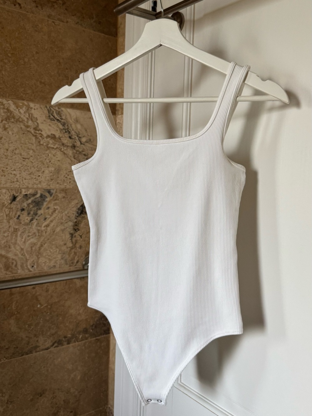 Abercrombie White Cotton Ribbed Tank Bodysuit, NWOT